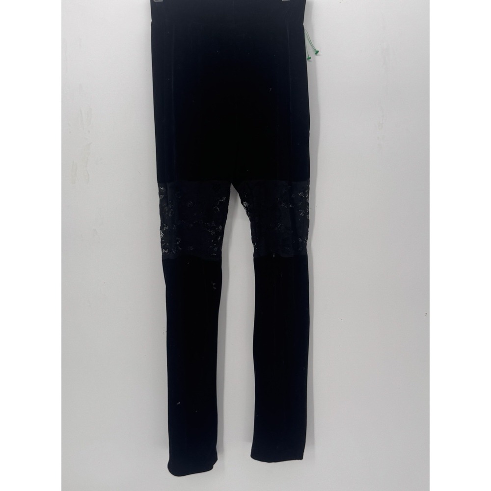 Killstar Black Velvet Leggings Lace Panel Gothic Sz S No Desire To Fit In Witch